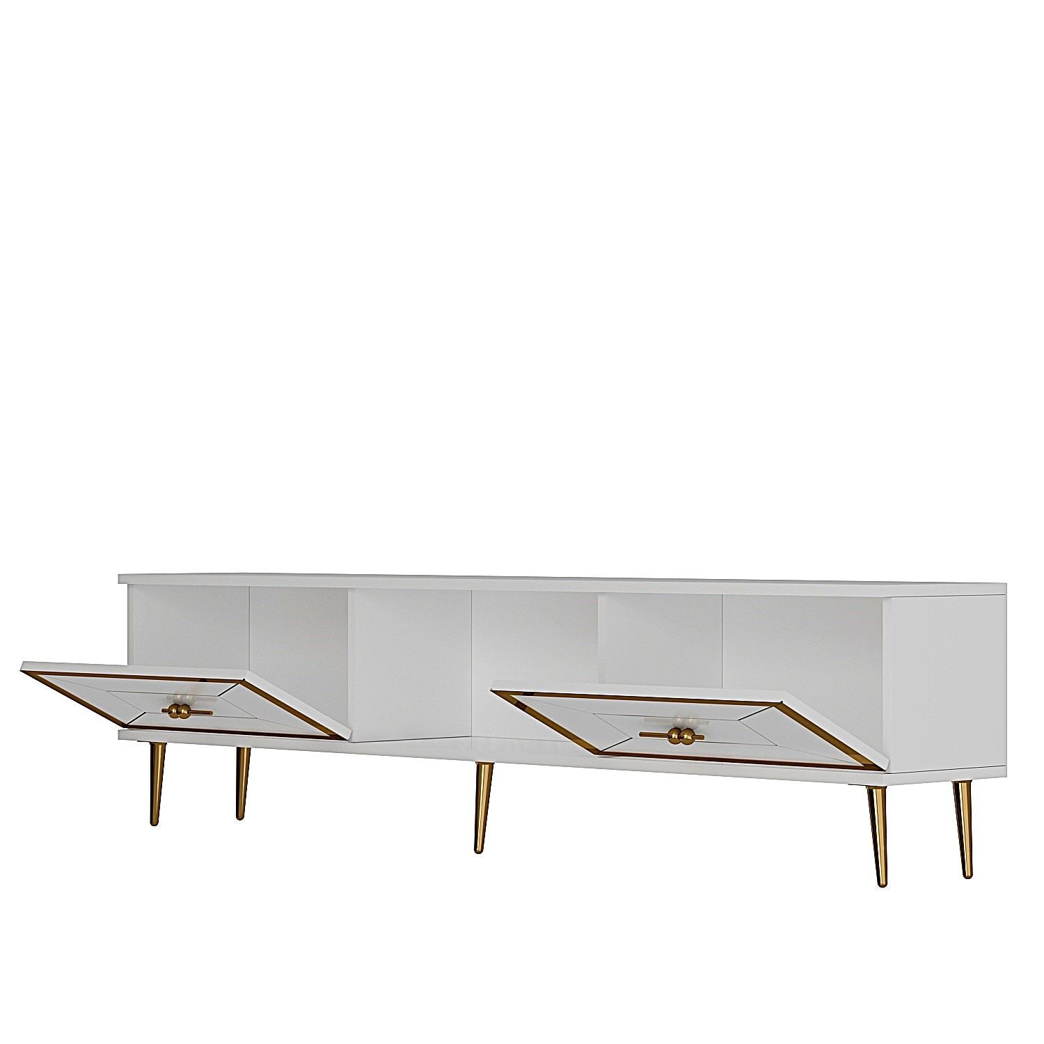 Móvel de TV – 150cm – Branco e Dourado – Aglomerado