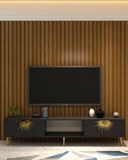 Móvel de TV – 150cm – Antracite e Ouro – MDF