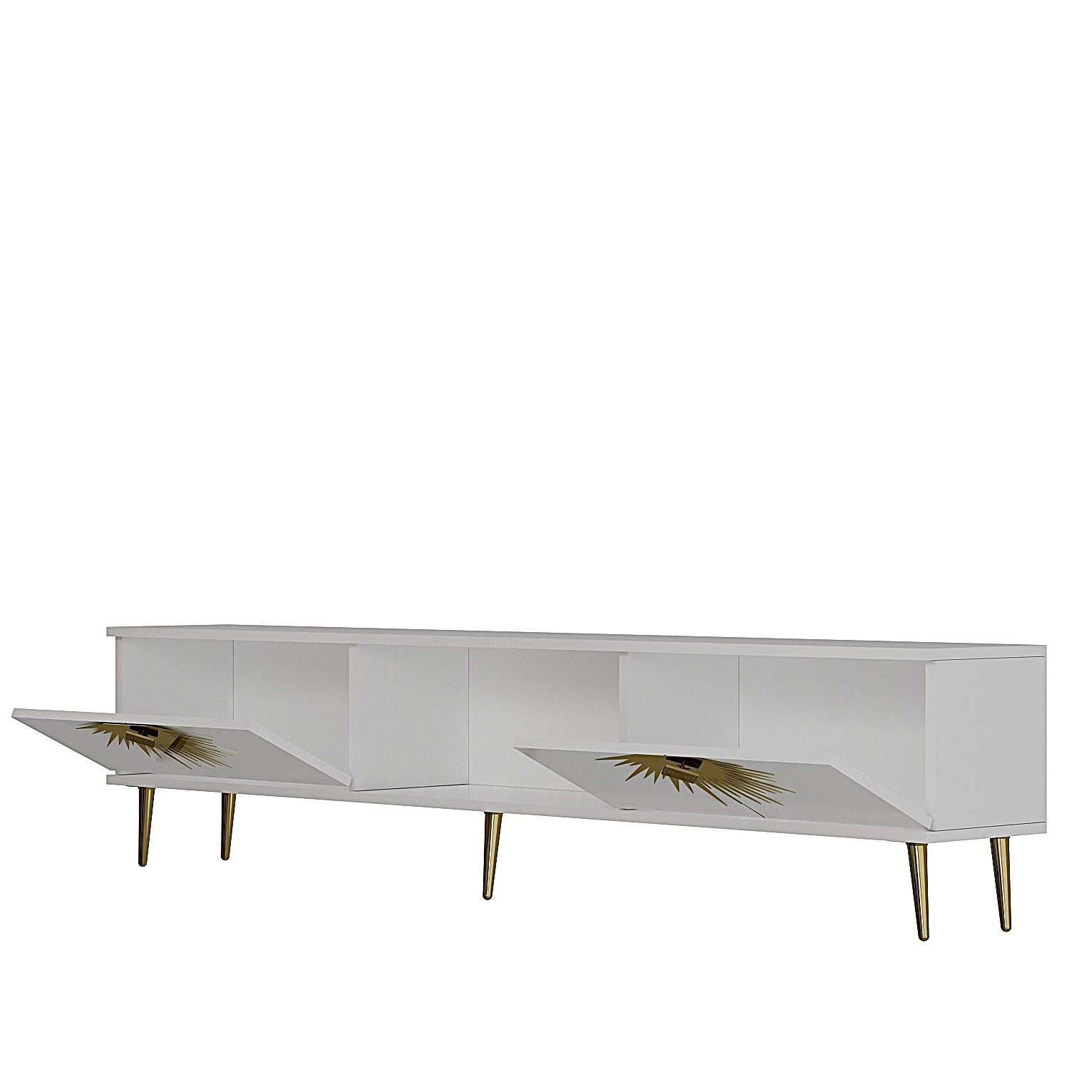 Móvel de TV – 150cm – Branco e Dourado – Aglomerado