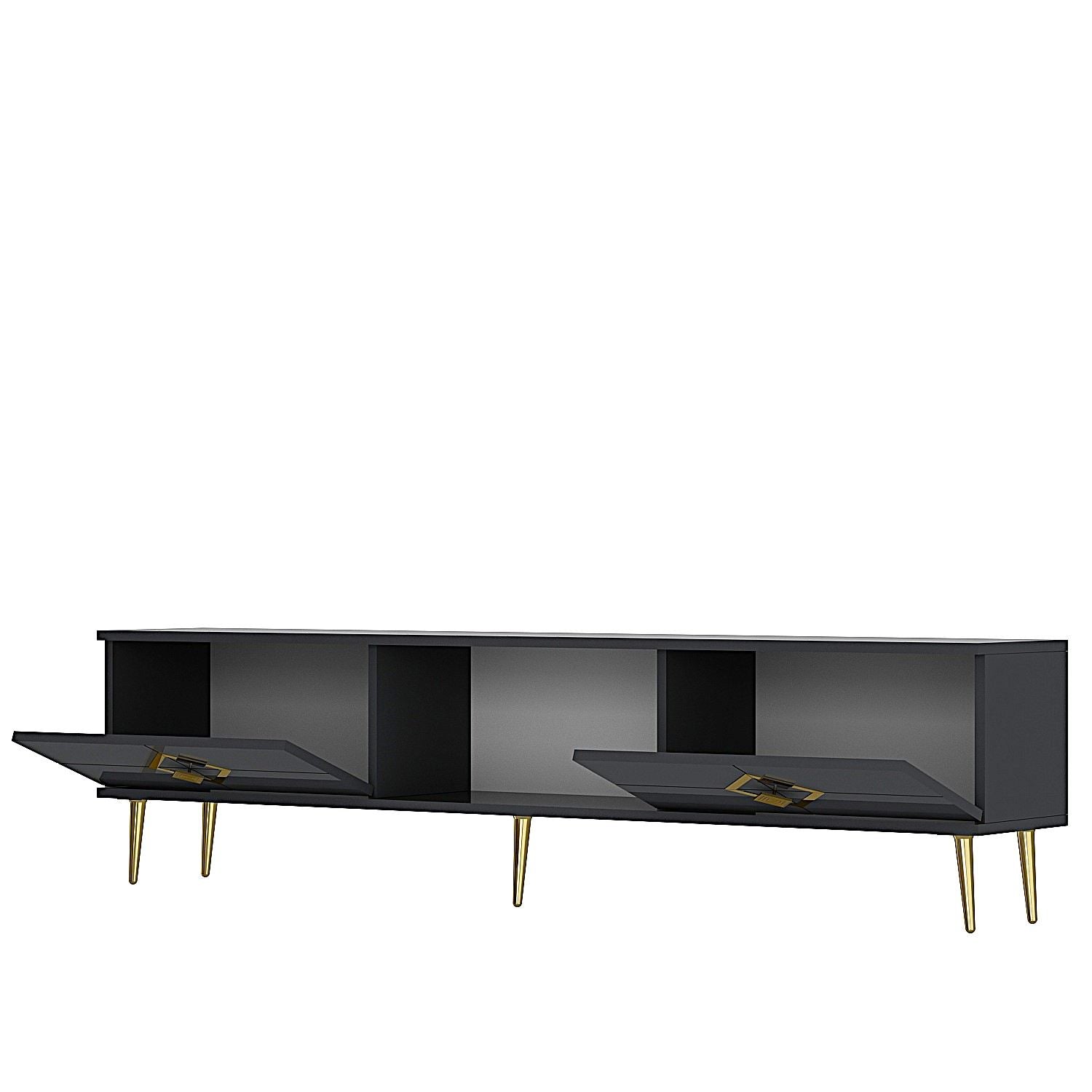 Móvel de TV – 150cm – Antracite e Ouro – MDF
