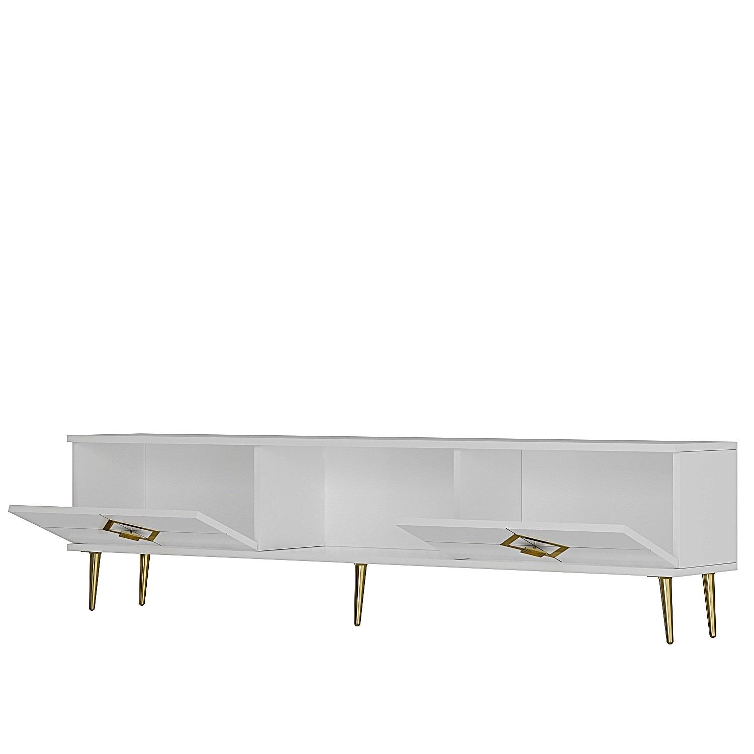 Móvel de TV – 150cm – Branco e Dourado – Aglomerado de melamina