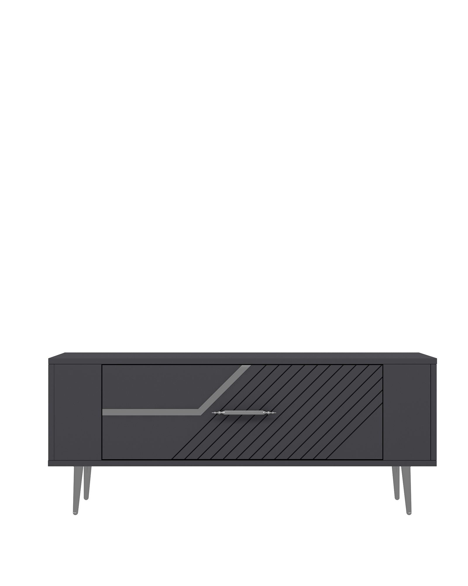 Móvel de TV – 120cm – Antracite e Prata – MDF com melamina