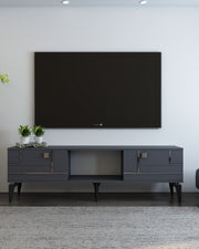 Móvel de TV – 150 cm x 44,6 cm x 29,6 cm – Antracite e Prata – MDF
