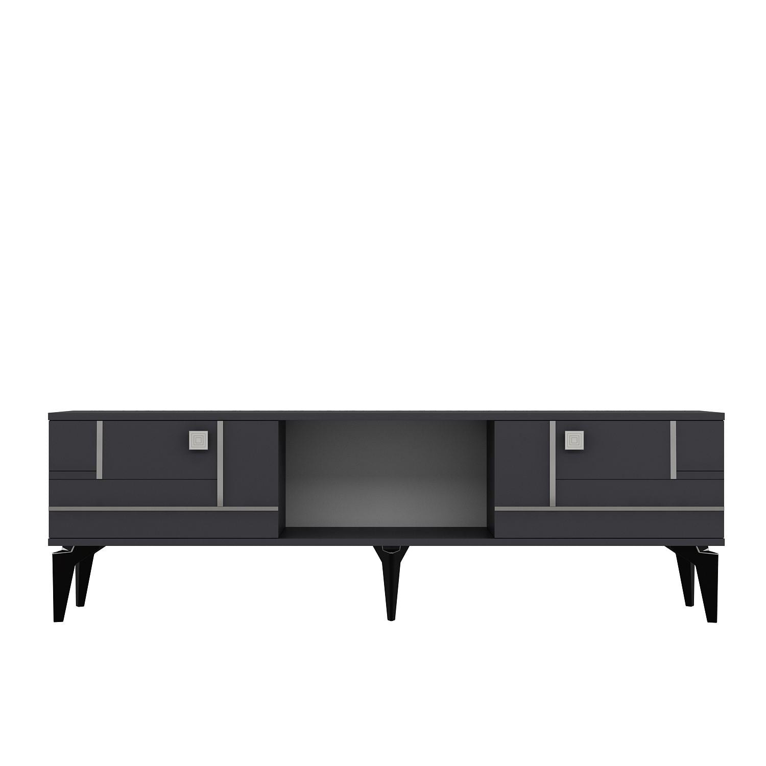Móvel de TV – 150 cm x 44,6 cm x 29,6 cm – Antracite e Prata – MDF