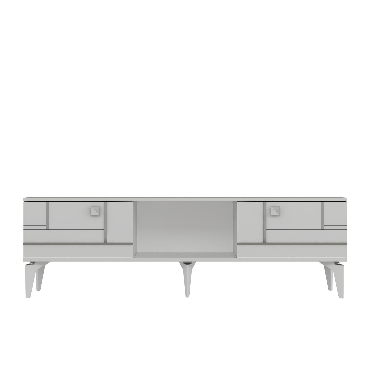 Móvel de TV – 150 cm x 44,6 cm x 29,6 cm – Branco e Prata – Aglomerado