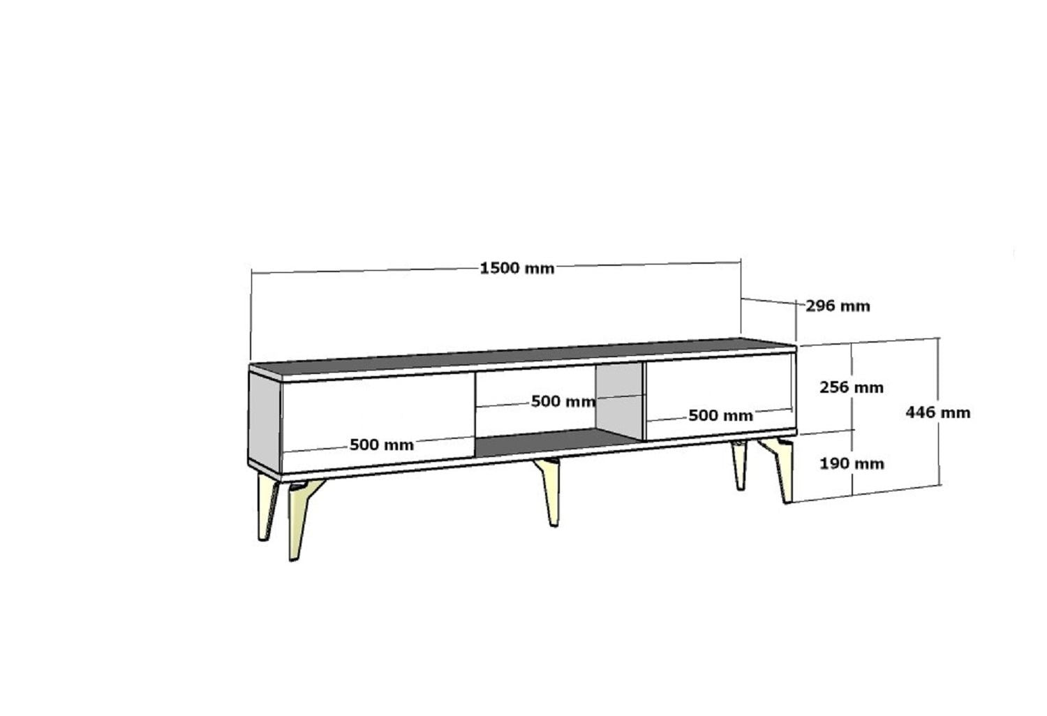 Móvel de TV – 150 cm x 44,6 cm x 29,6 cm – Branco e Prata – Aglomerado
