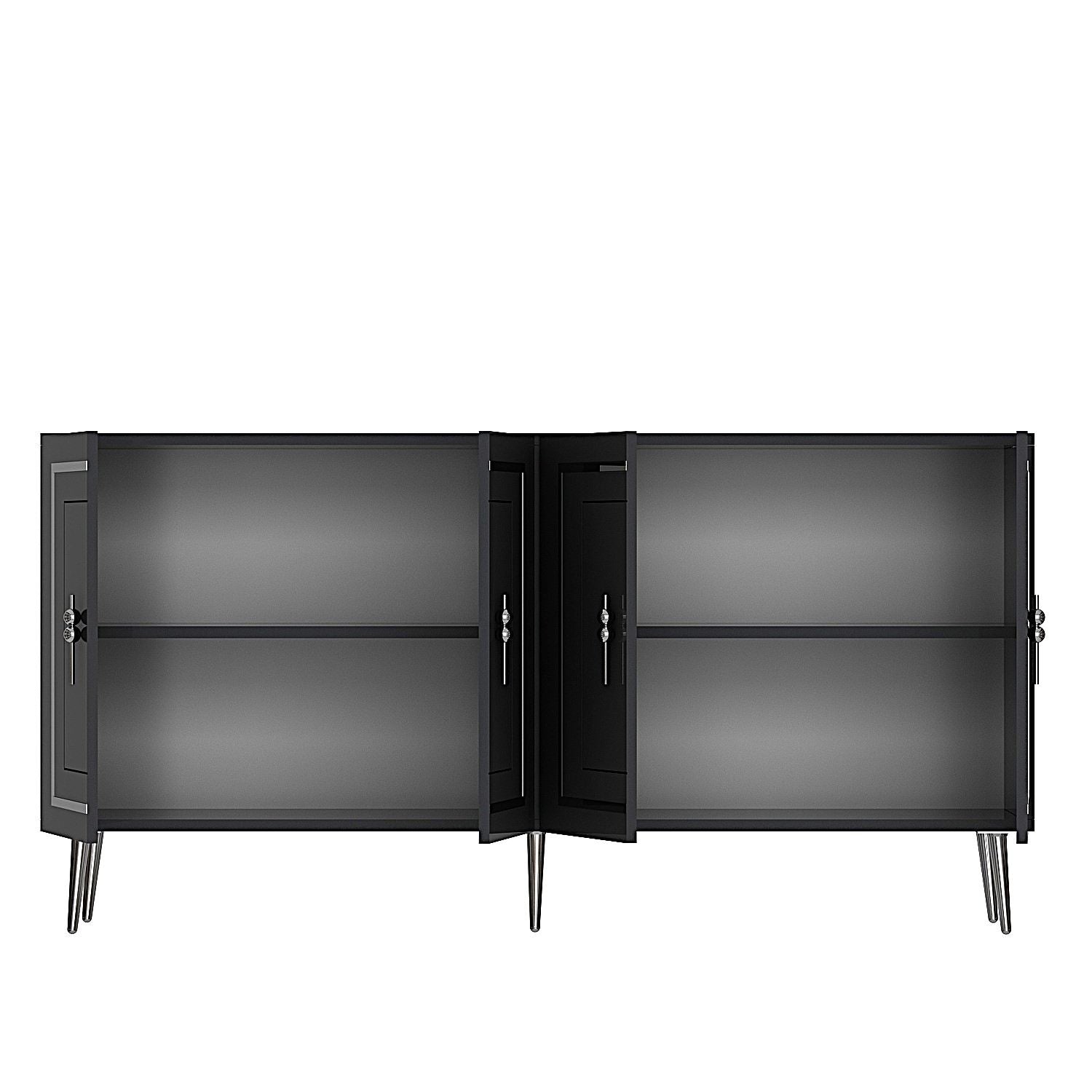 Aparador – 150cm x 75cm x 35cm – Antracite e Prata – Aglomerado com revestimento de melamina