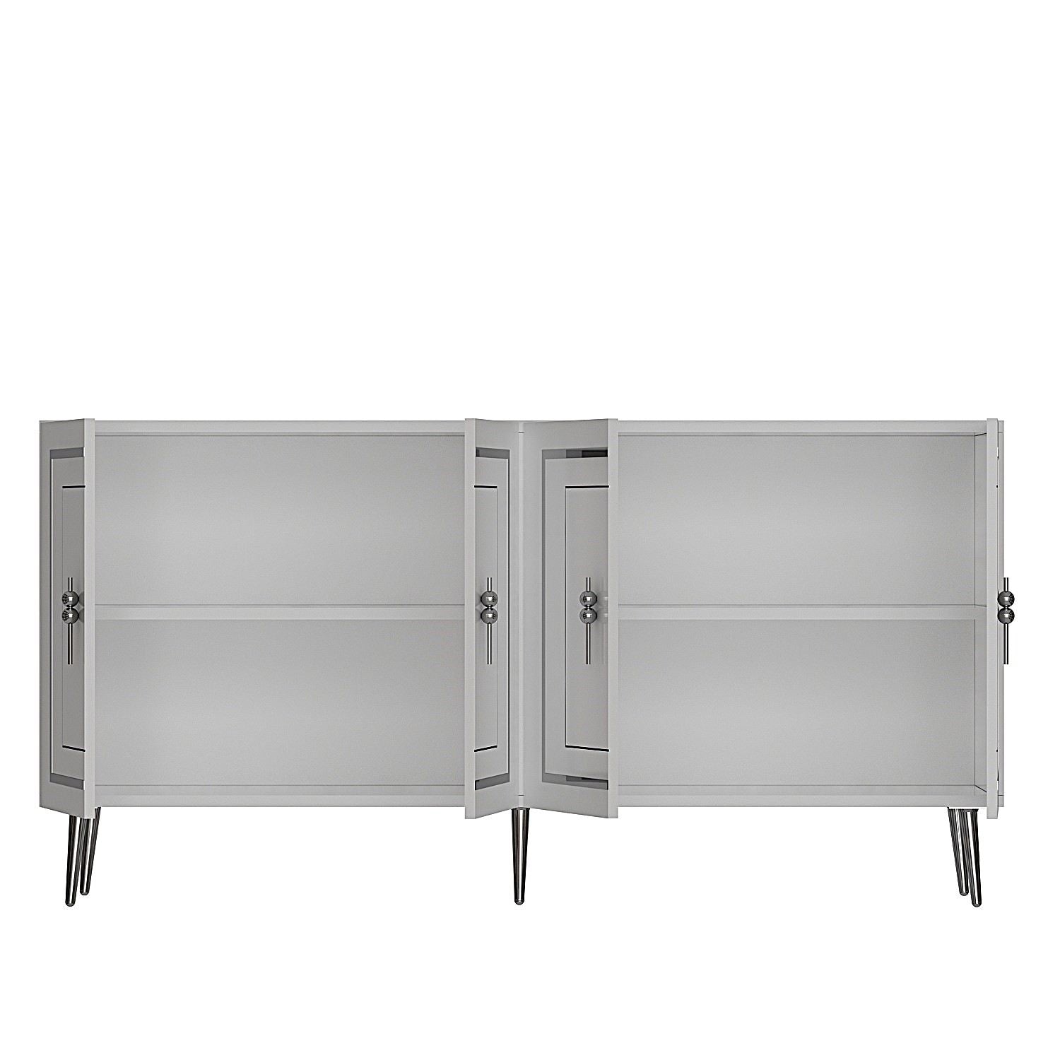 Aparador – 150 cm – Branco e Prata – Painel de partículas com melamina