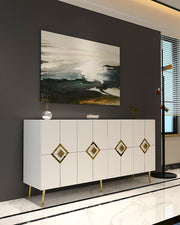 Aparador – 150 cm – Branco e Dourado – MDF