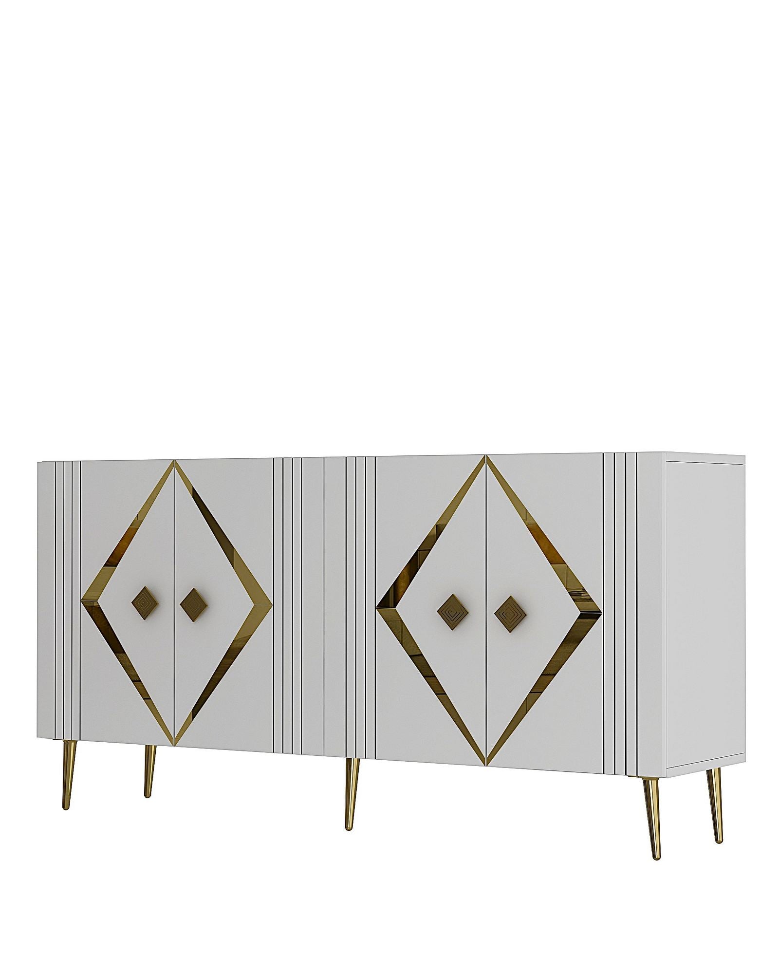 Aparador – 150 cm – Branco e Dourado – MDF