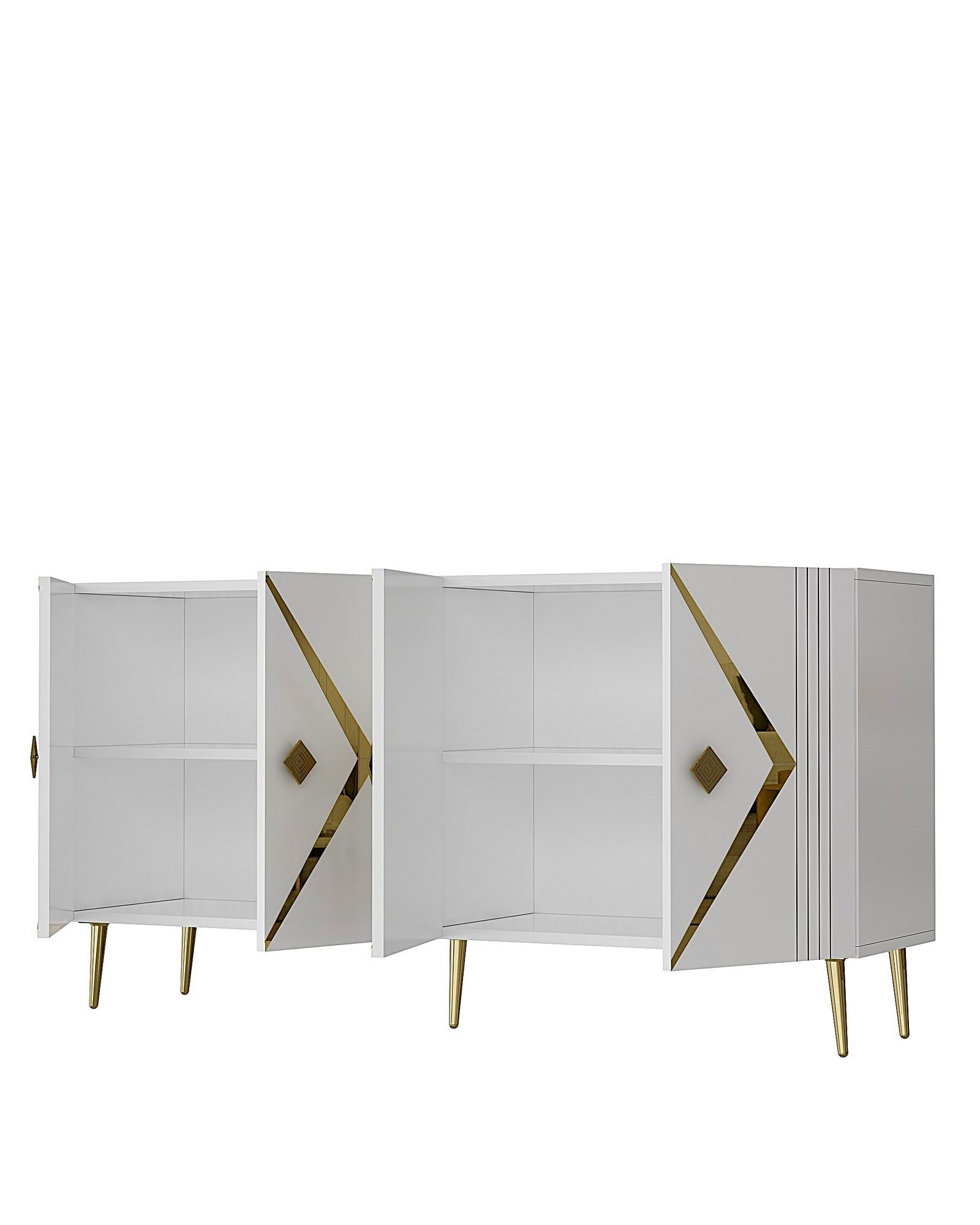 Aparador – 150 cm – Branco e Dourado – MDF