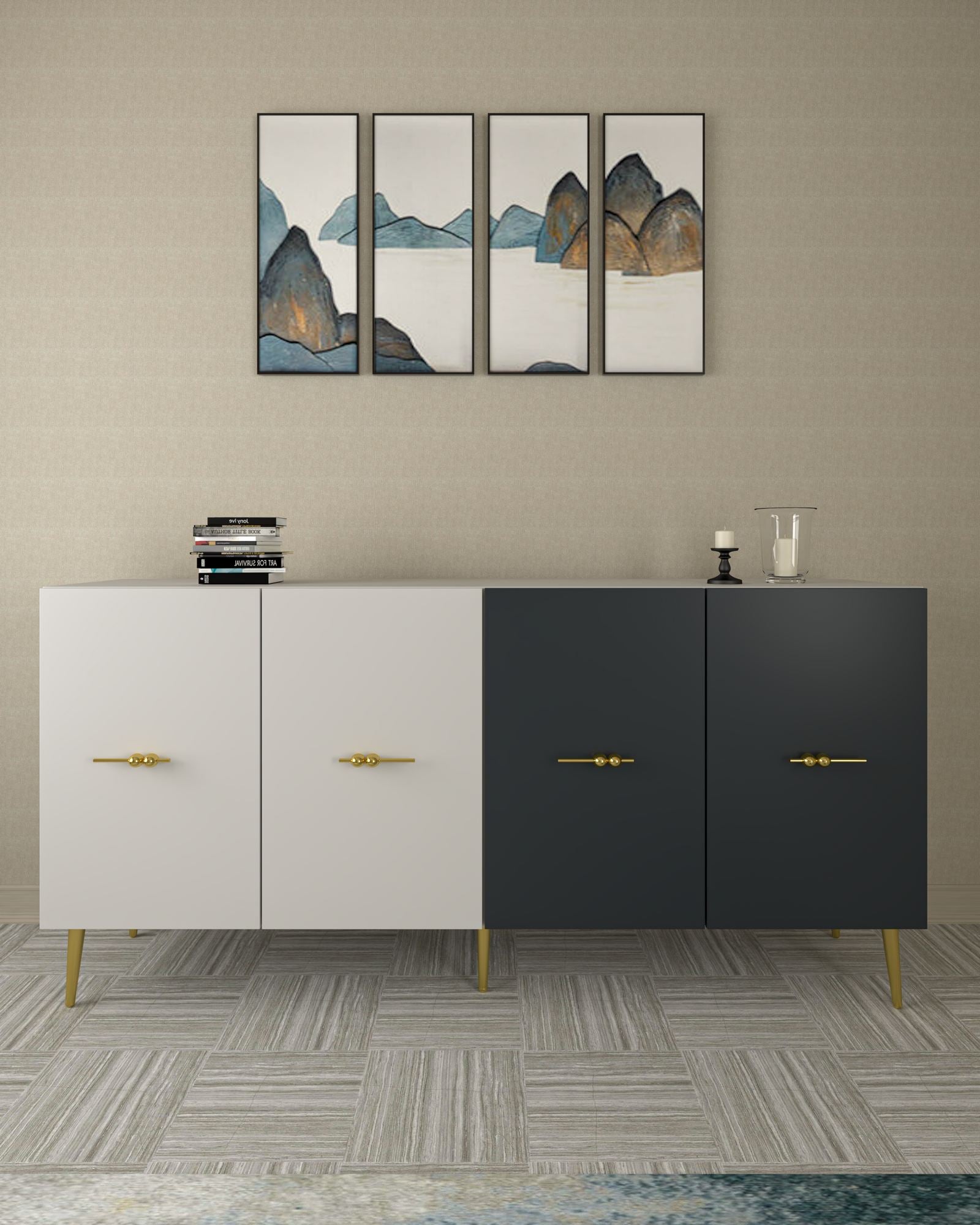 Aparador – 150 cm – Branco e Antracite – Aglomerado