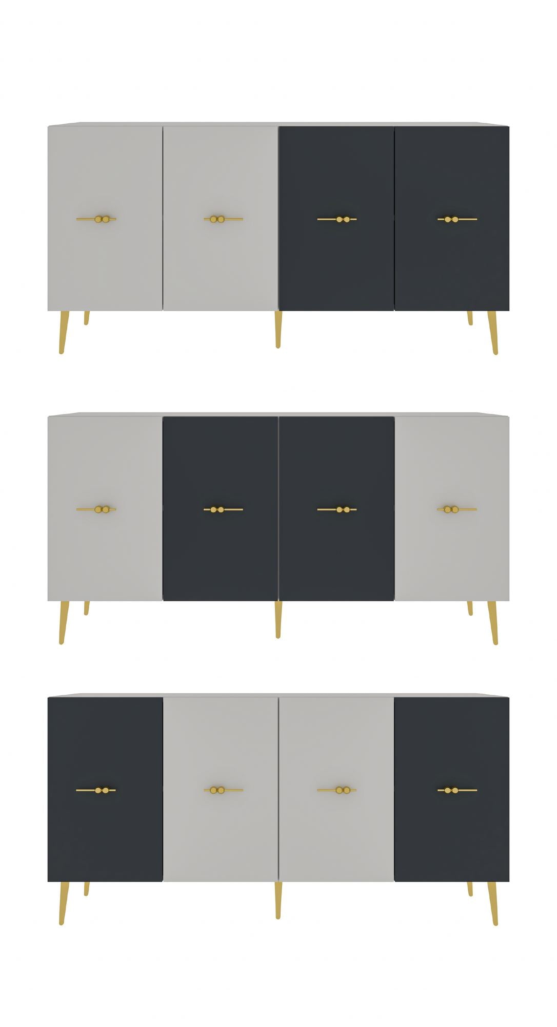Aparador – 150 cm – Branco e Antracite – Aglomerado