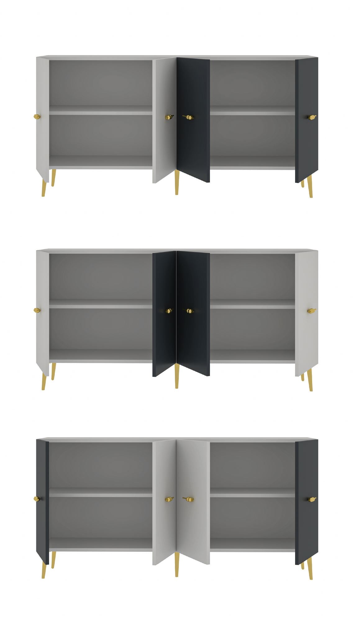 Aparador – 150 cm – Branco e Antracite – Aglomerado