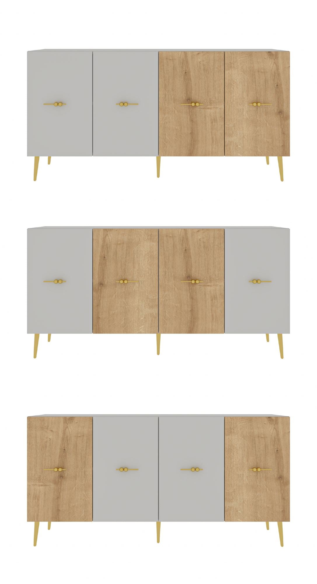 Aparador – 150x75x35 cm – Branco e Carvalho Safira – Aglomerado