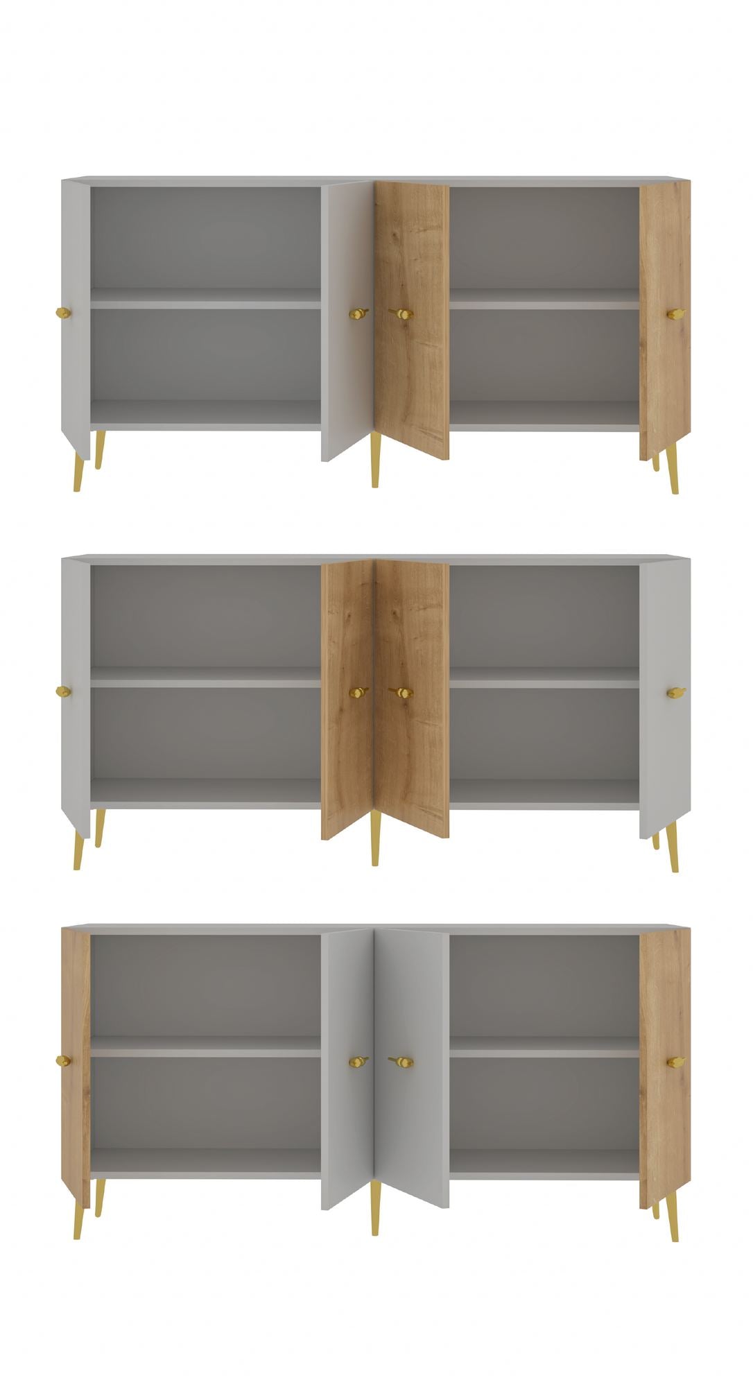 Aparador – 150x75x35 cm – Branco e Carvalho Safira – Aglomerado