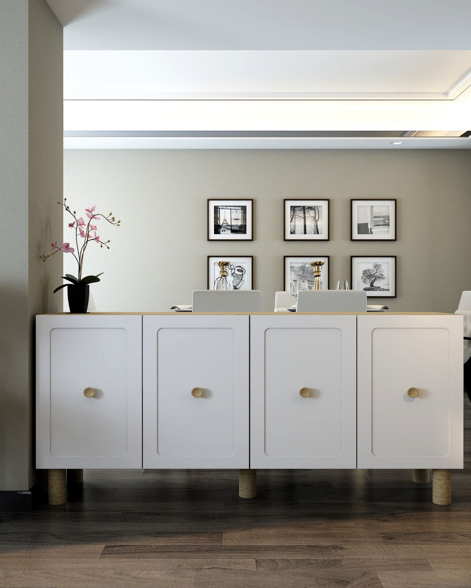Aparador – 150cm x 75cm x 35cm – Carvalho Safira e Branco – Painel de partículas