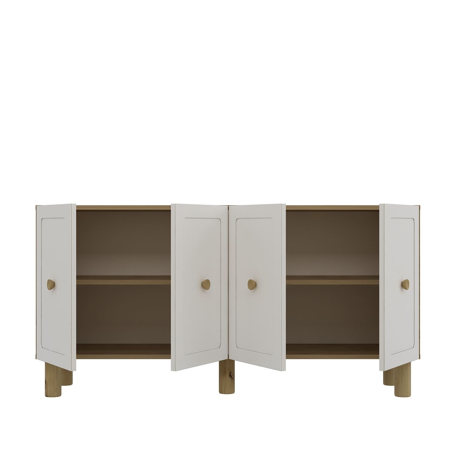 Aparador – 150cm x 75cm x 35cm – Carvalho Safira e Branco – Painel de partículas