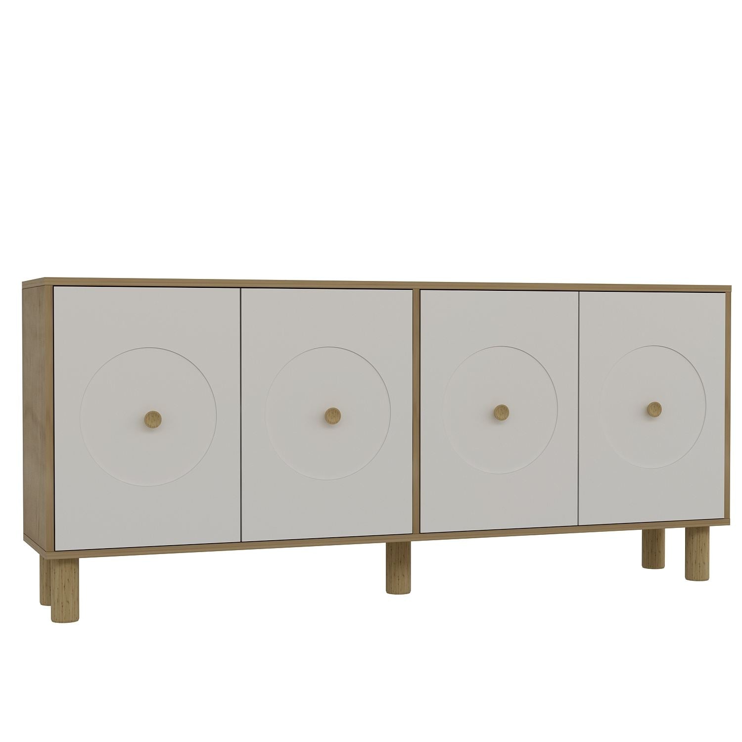 Aparador – 180cm x 78,6cm x 35cm – Carvalho Safira e Branco – Aglomerado