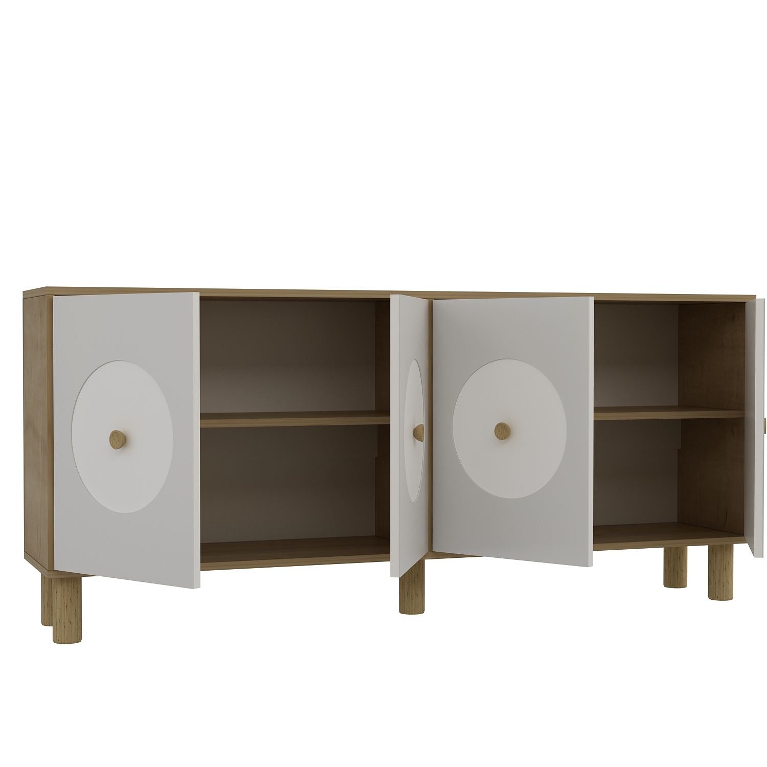 Aparador – 180cm x 78,6cm x 35cm – Carvalho Safira e Branco – Aglomerado