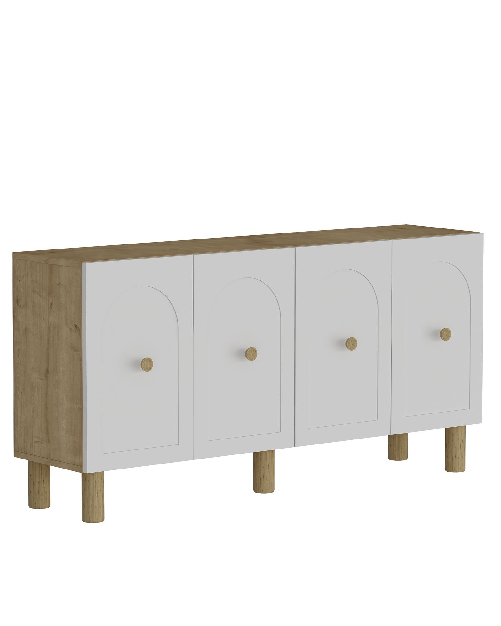 Aparador – 150cm x 75cm x 35cm – Carvalho Safira e Branco – Painel de partículas revestido com melamina
