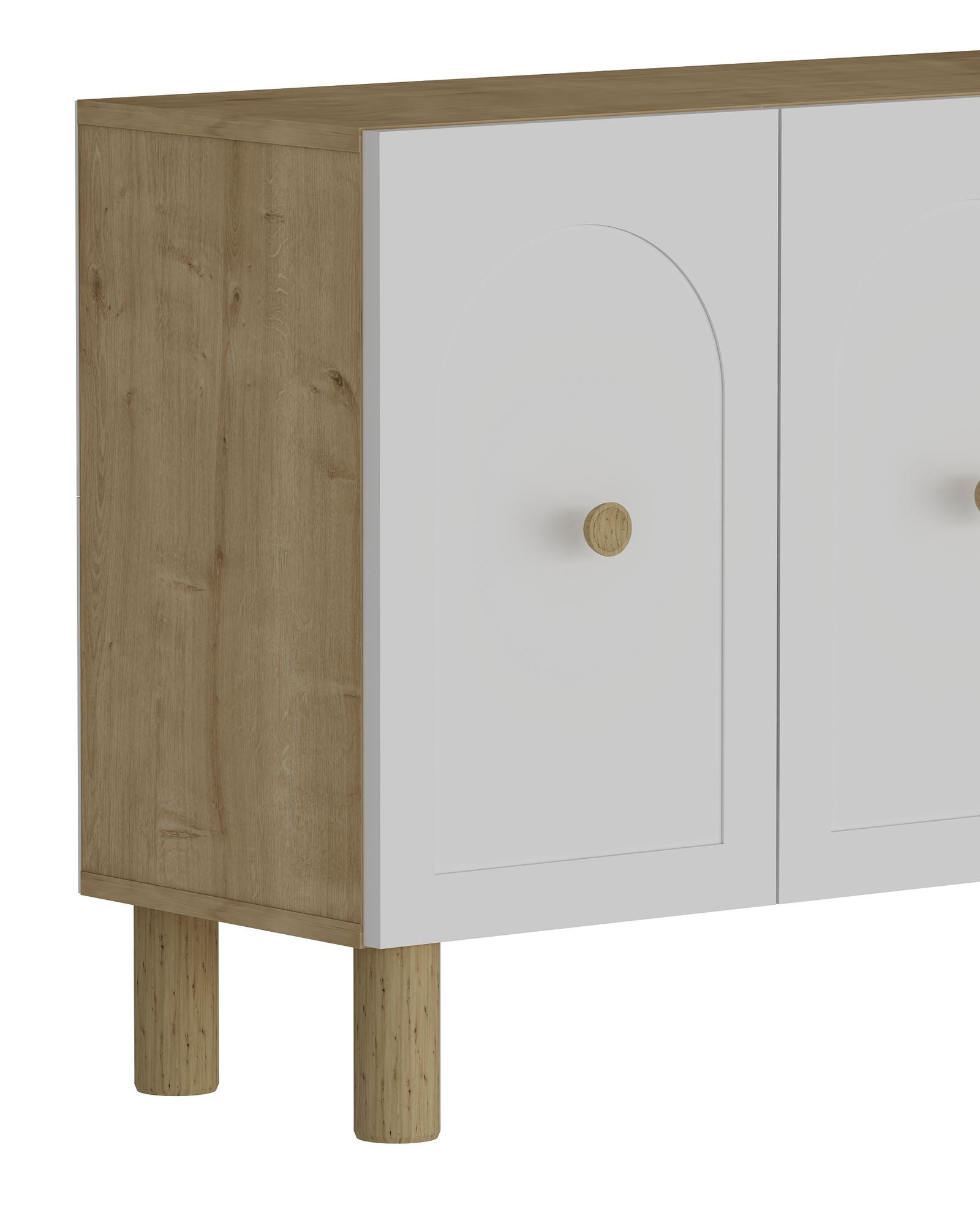 Aparador – 150cm x 75cm x 35cm – Carvalho Safira e Branco – Painel de partículas revestido com melamina