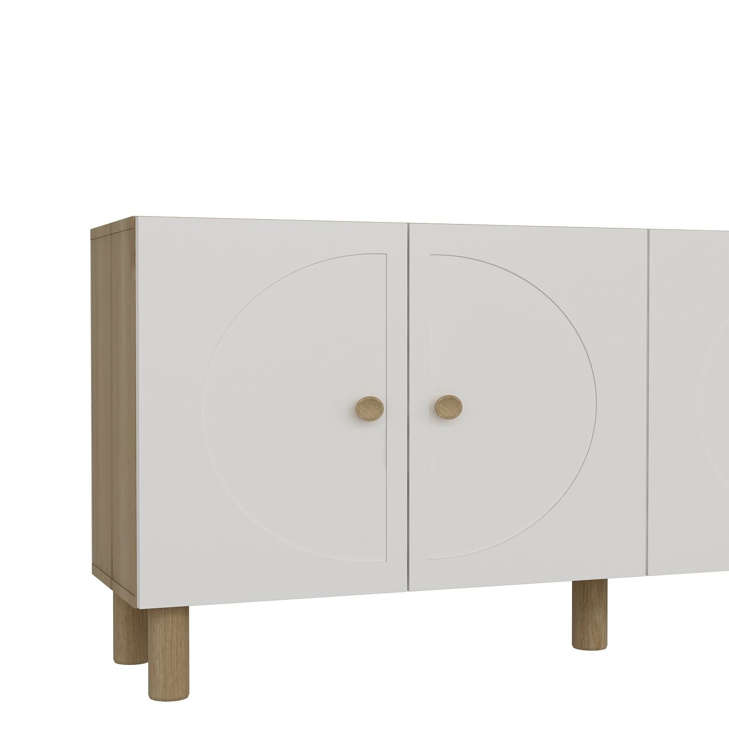Aparador – 150cm x 75cm x 35cm – Carvalho Safira e Branco – Painel de Partículas