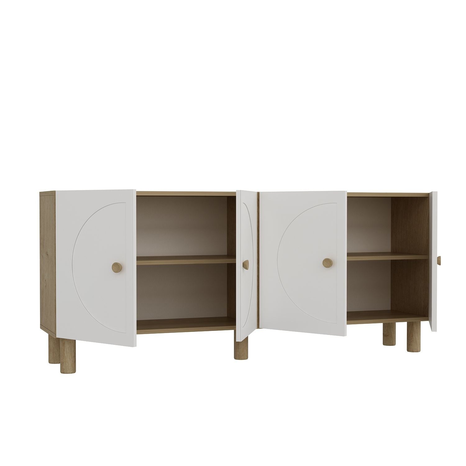 Aparador – 150cm x 75cm x 35cm – Carvalho Safira e Branco – Painel de Partículas