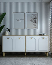 Aparador – 180cm x 78,6cm x 35cm – Carvalho Safira e Branco – Aglomerado