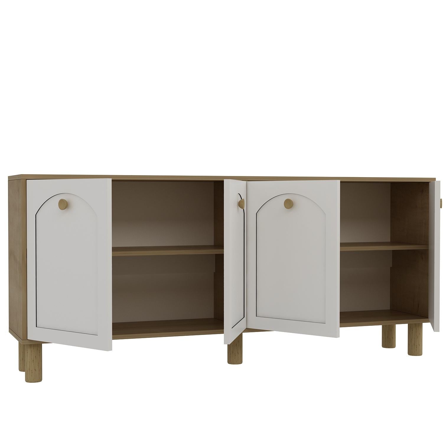 Aparador – 180cm x 78,6cm x 35cm – Carvalho Safira e Branco – Aglomerado