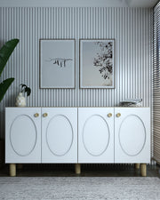 Aparador – 150cm x 75cm x 35cm – Carvalho Safira e Branco – Painel de Partículas