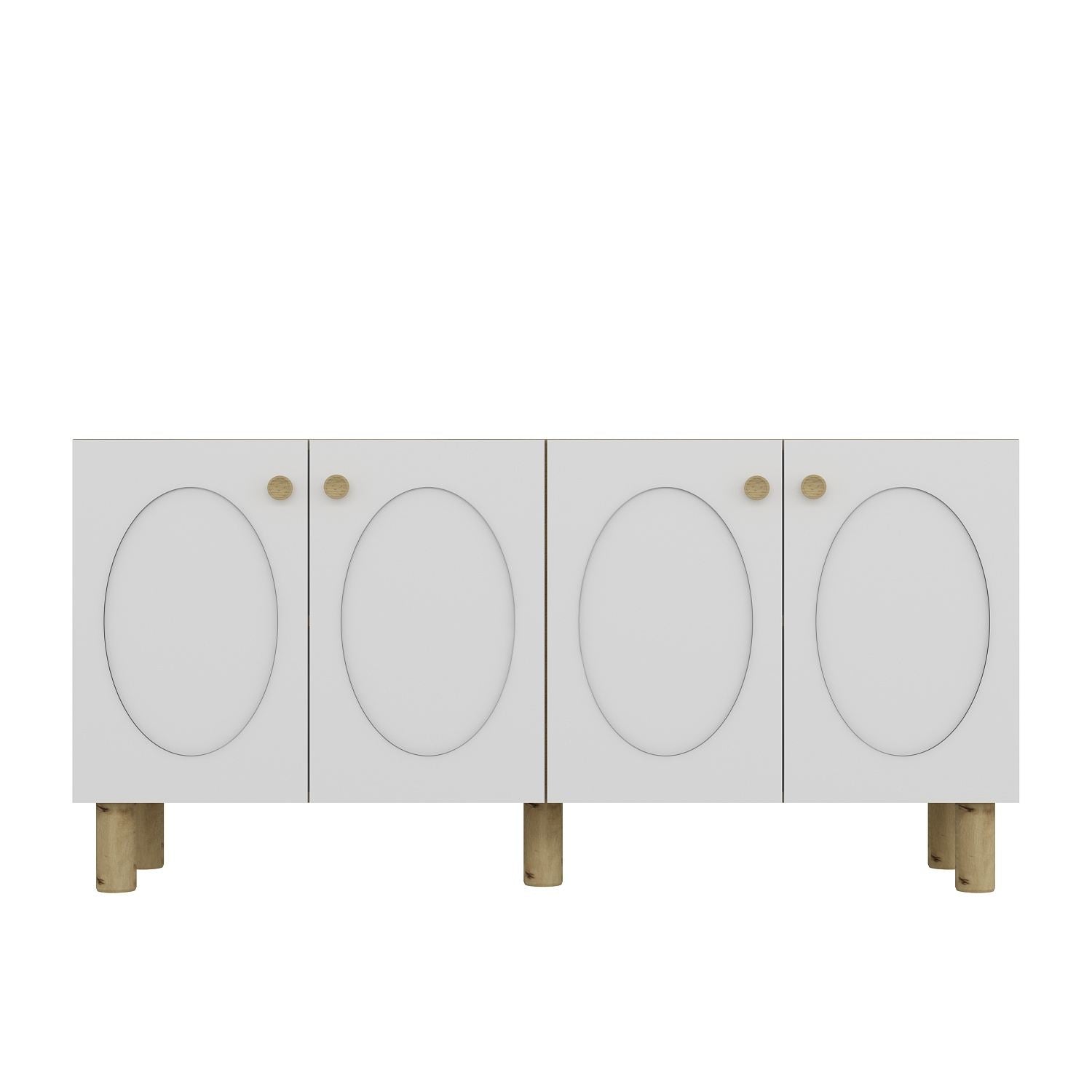 Aparador – 150cm x 75cm x 35cm – Carvalho Safira e Branco – Painel de Partículas