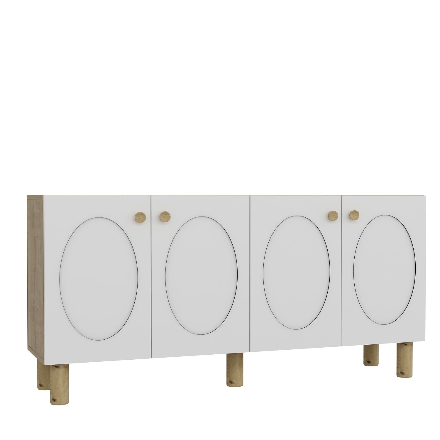 Aparador – 150cm x 75cm x 35cm – Carvalho Safira e Branco – Painel de Partículas