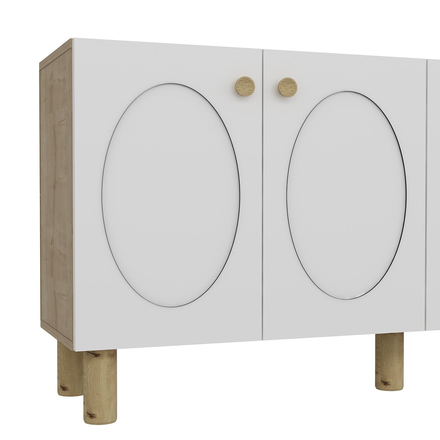 Aparador – 150cm x 75cm x 35cm – Carvalho Safira e Branco – Painel de Partículas