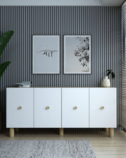 Aparador – 150cm x 75cm x 35cm – Carvalho Safira e Branco – Painel de Partículas