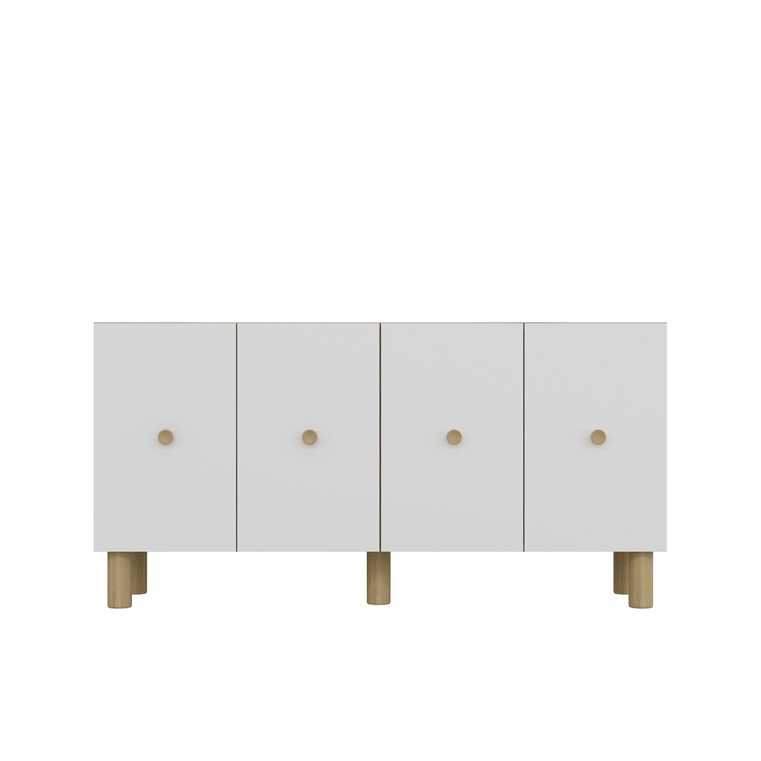 Aparador – 150cm x 75cm x 35cm – Carvalho Safira e Branco – Painel de Partículas