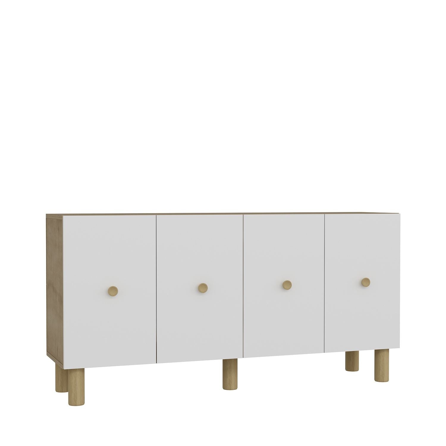 Aparador – 150cm x 75cm x 35cm – Carvalho Safira e Branco – Painel de Partículas