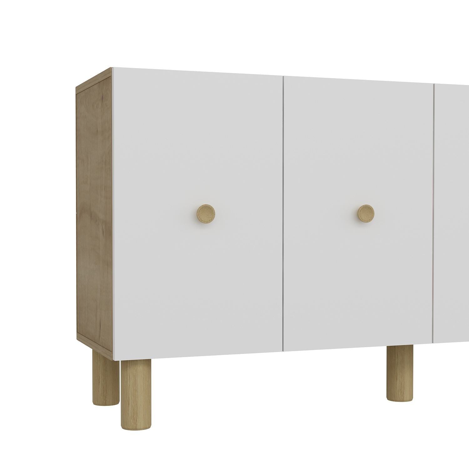 Aparador – 150cm x 75cm x 35cm – Carvalho Safira e Branco – Painel de Partículas