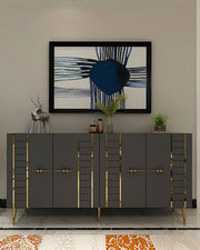 Aparador em Aglomerado Revestido de Melamina – 150cm x 75cm x 35cm – Antracite e Ouro