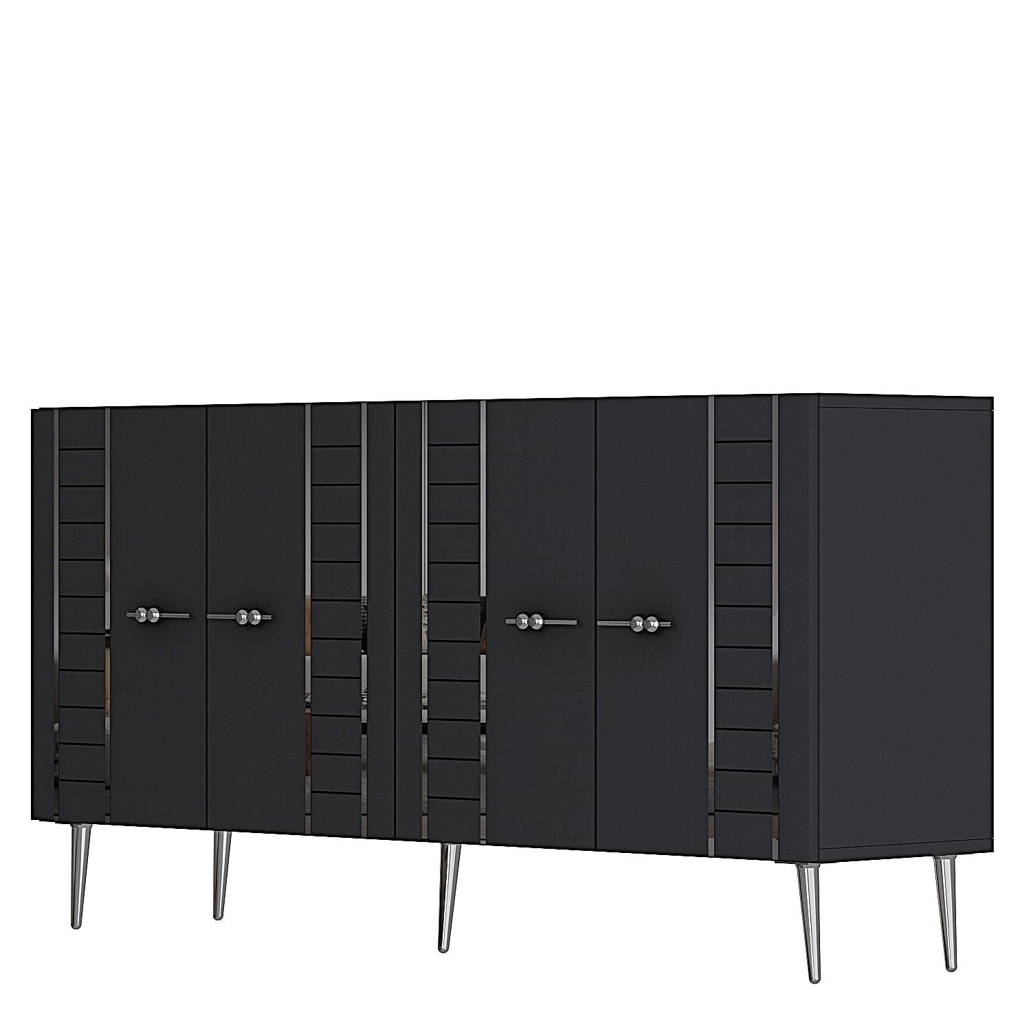 Aparador – 150cm x 75cm x 35cm – Antracite e Prata – Partículas de madeira com melamina