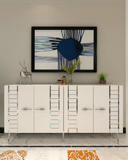 Aparador – 150 cm x 75 cm – Branco e Prata – Aglomerado