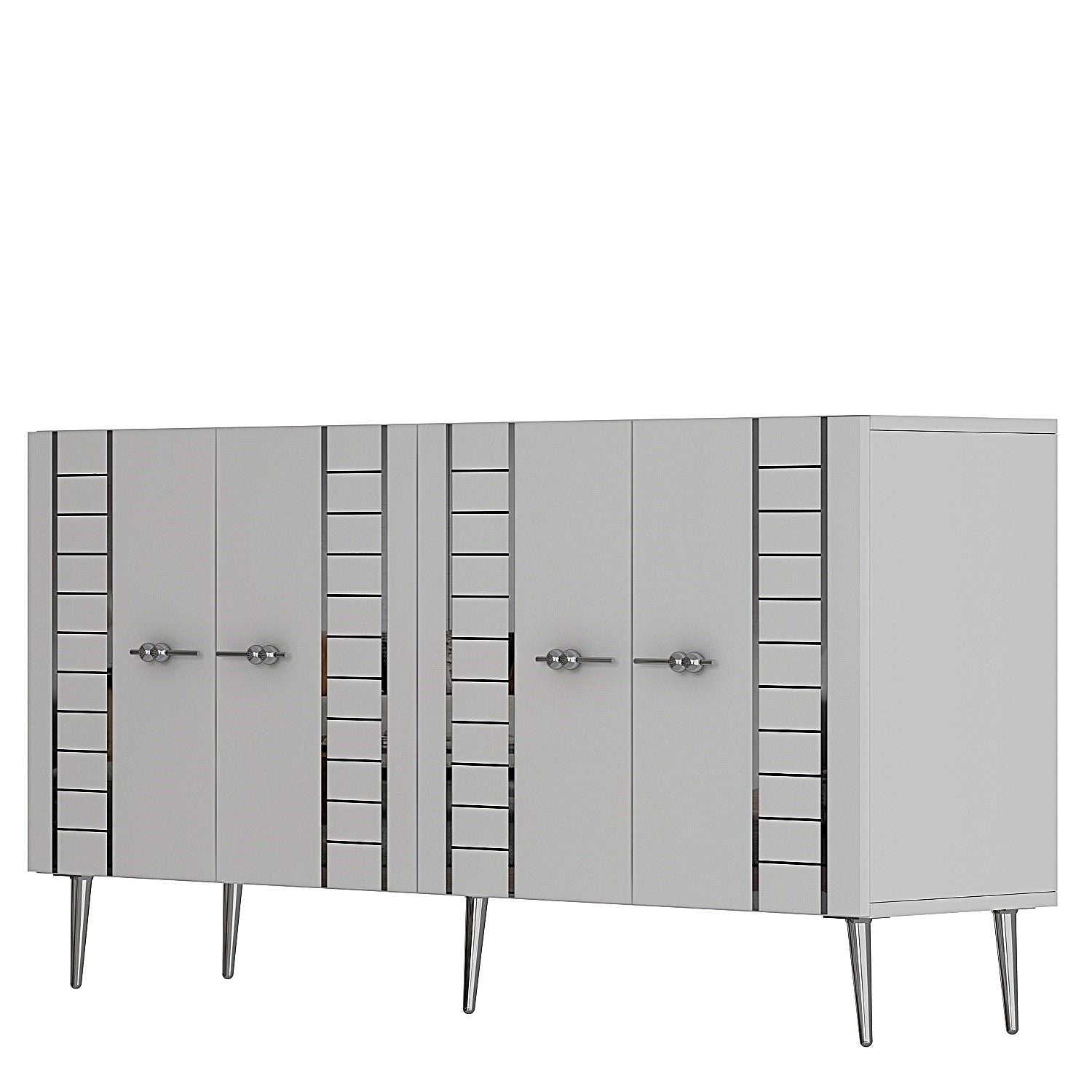 Aparador – 150 cm x 75 cm – Branco e Prata – Aglomerado