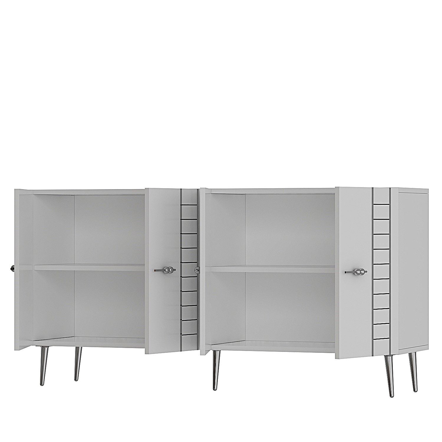 Aparador – 150 cm x 75 cm – Branco e Prata – Aglomerado