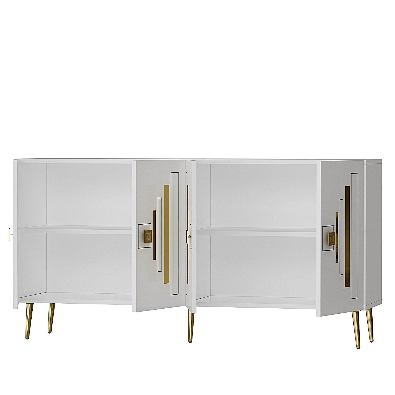 Aparador – 150 cm x 75 cm x 35 cm – Branco e Dourado – Painel de Partículas