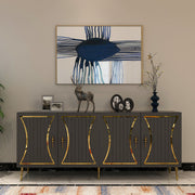 Aparador – 150cm x 75cm x 35cm – Antracite e Ouro – Aglomerado