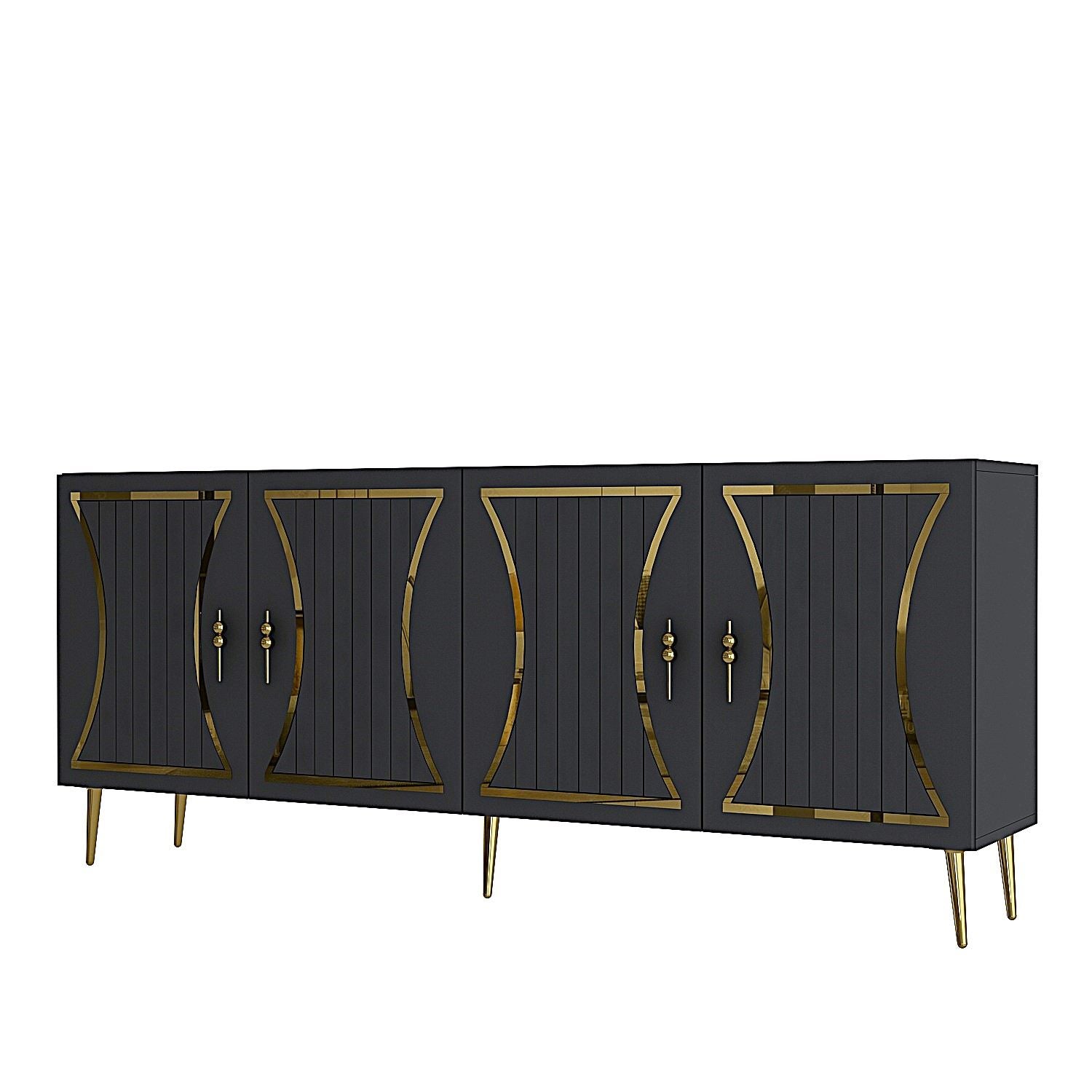 Aparador – 150cm x 75cm x 35cm – Antracite e Ouro – Aglomerado
