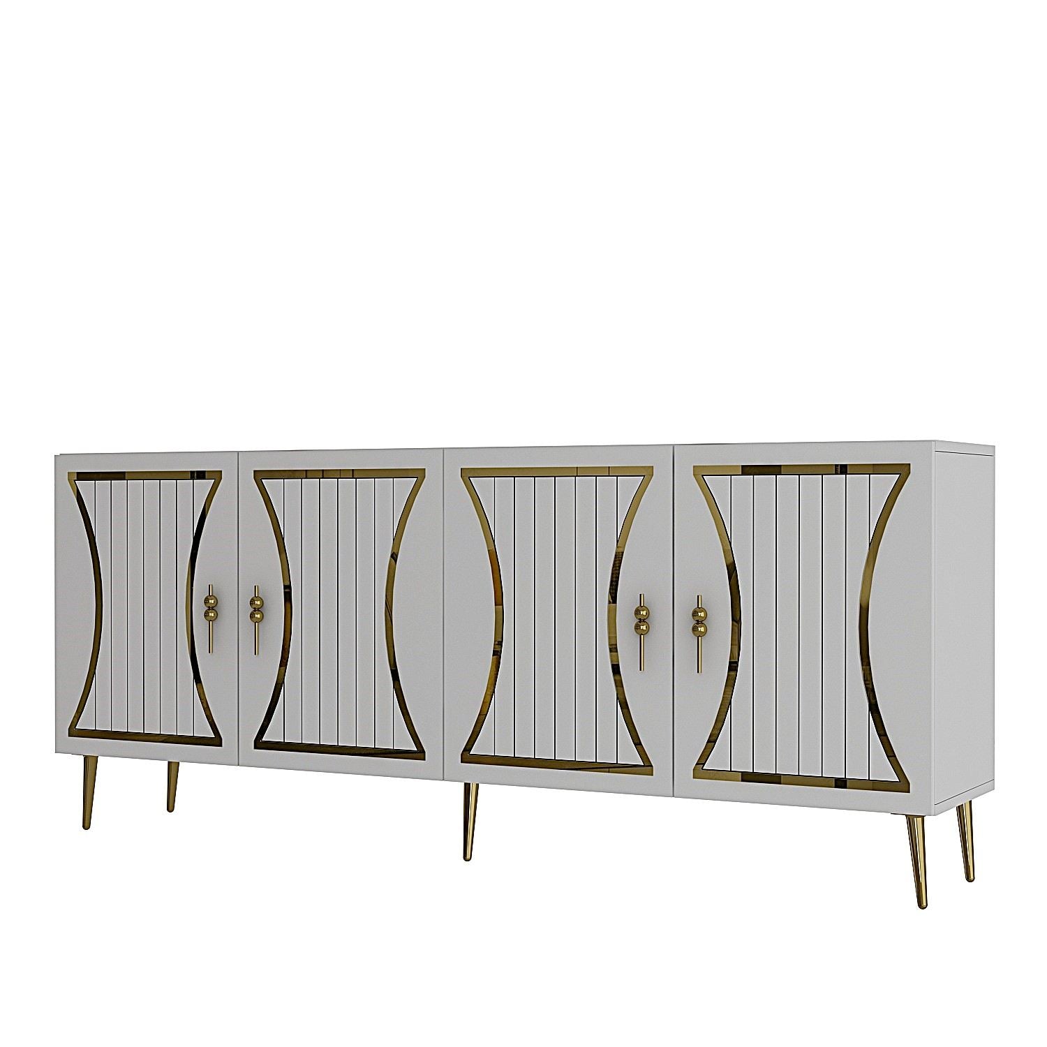 Aparador – 150 cm x 75 cm x 35 cm – Branco e Dourado – Painel de Partículas