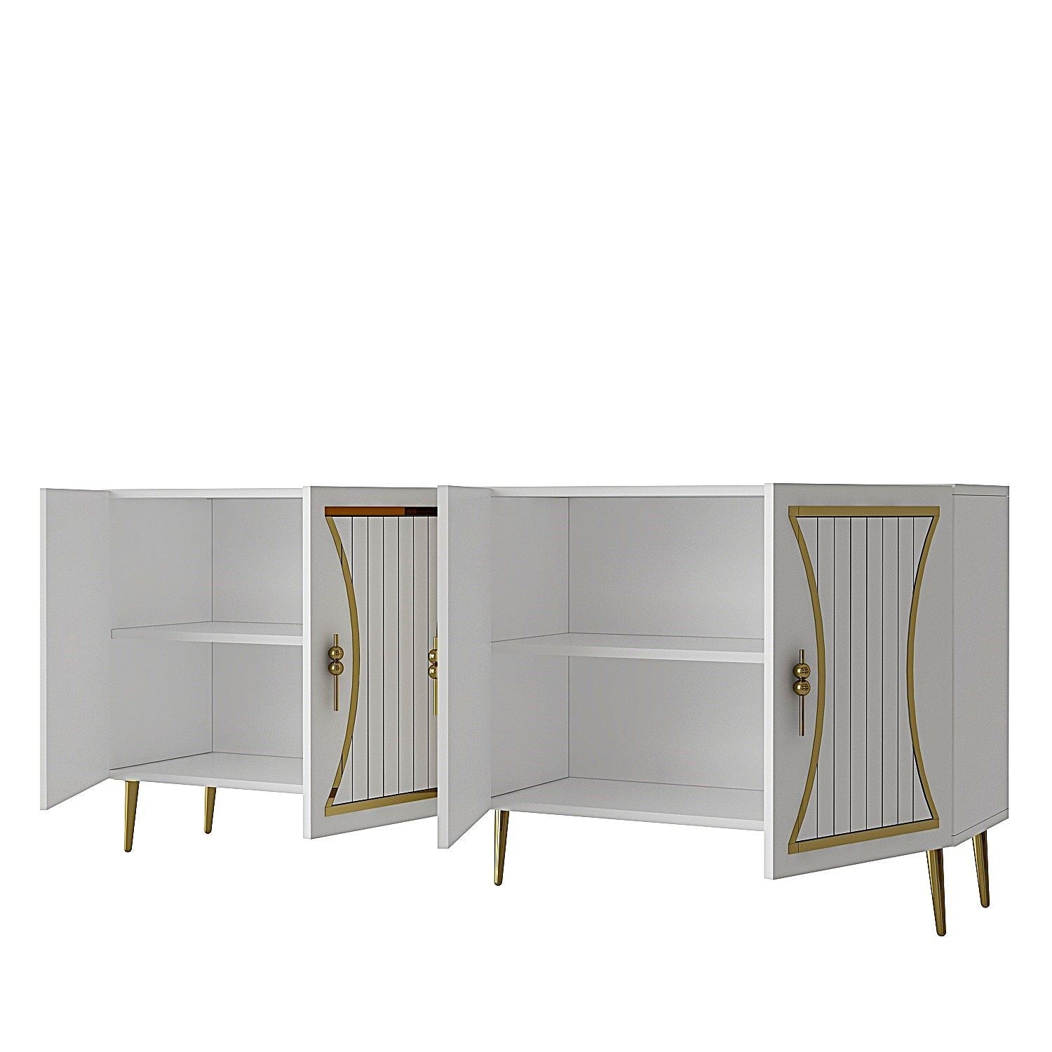 Aparador – 150 cm x 75 cm x 35 cm – Branco e Dourado – Painel de Partículas