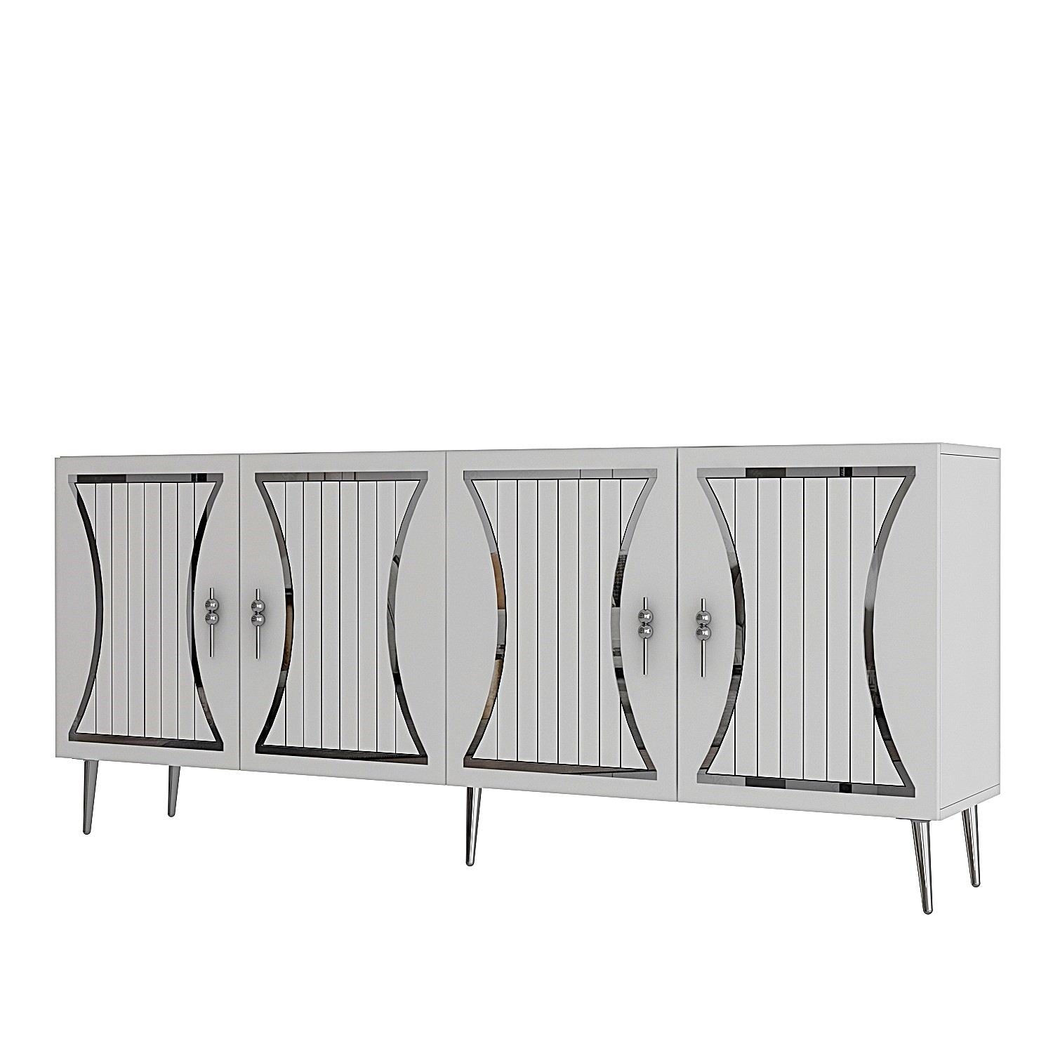Aparador – 150 cm x 75 cm – Branco e Prata – Aglomerado