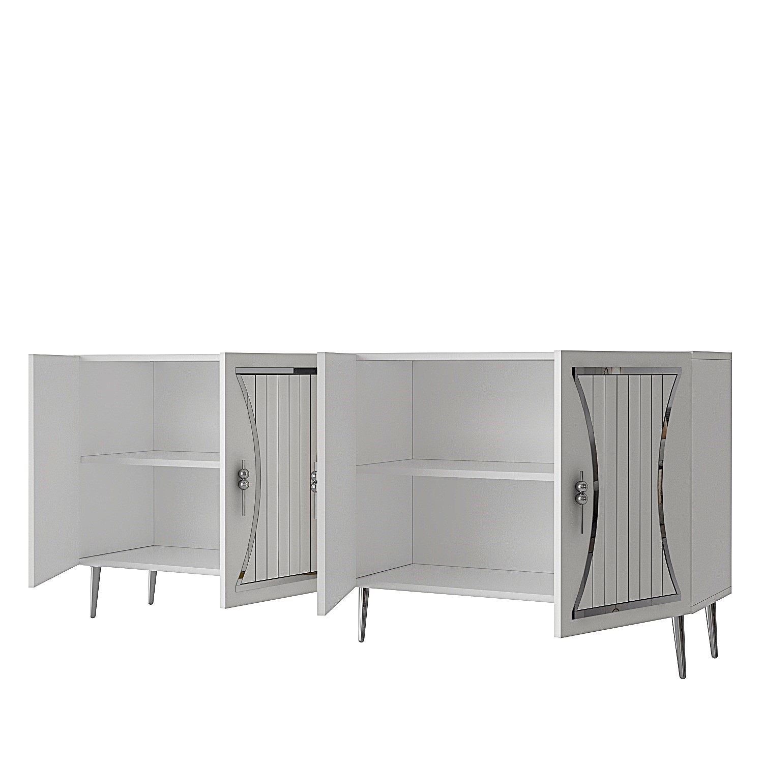 Aparador – 150 cm x 75 cm – Branco e Prata – Aglomerado